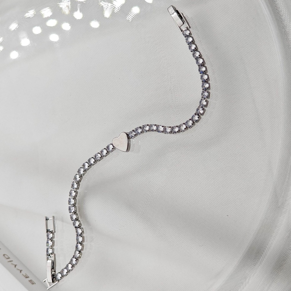 Silver Heart Tennis Bracelet